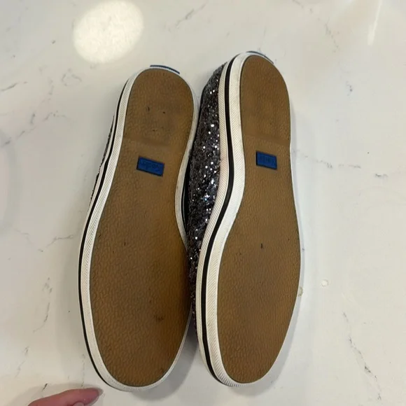 Kate spade keds glitter sneakers 6.5 EUC gray silver gunmetal grey - Picture 5 of 5